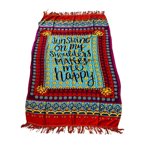 Unbranded Accessories - Sunshine On My Shoulders Makes Me Happy Cotton Sarong Wrap Boho Floral Fringe